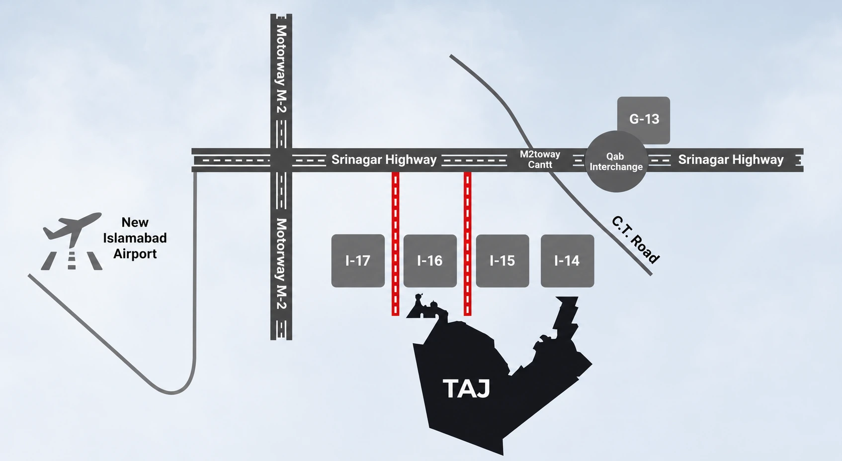 Realistic Residencies location within Taj Residencia