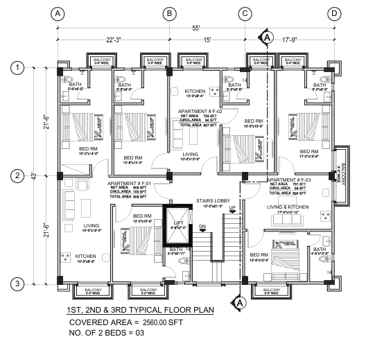 Typical Floor Plan · 1st, 2nd & 3rd